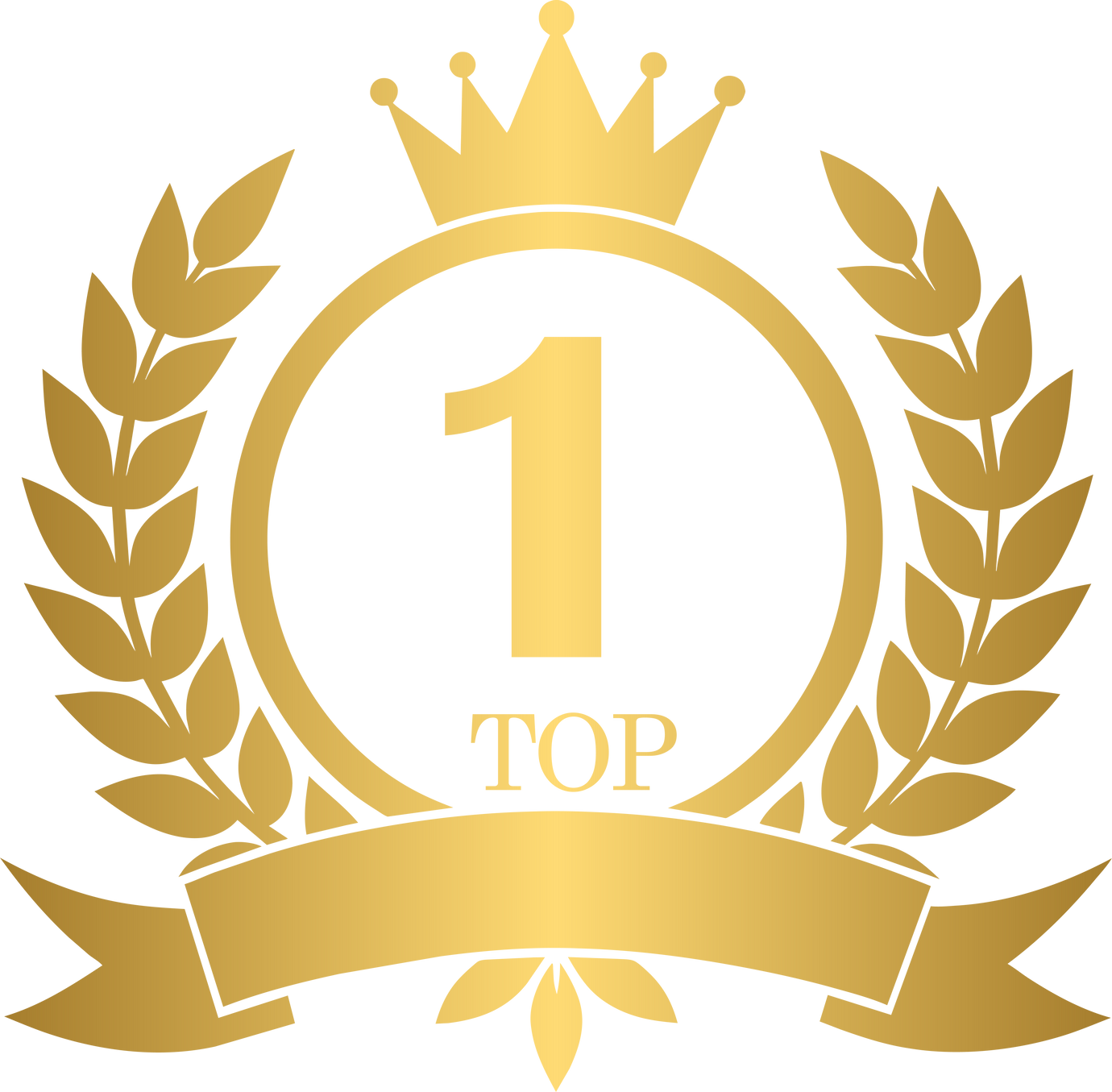 Top 1 golden award icon with crown